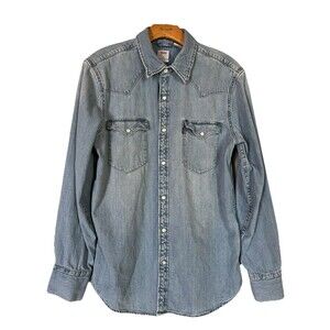 Levi’s Denim Pearl Snap Long Sleeve Western Jean Top Women Size Medium